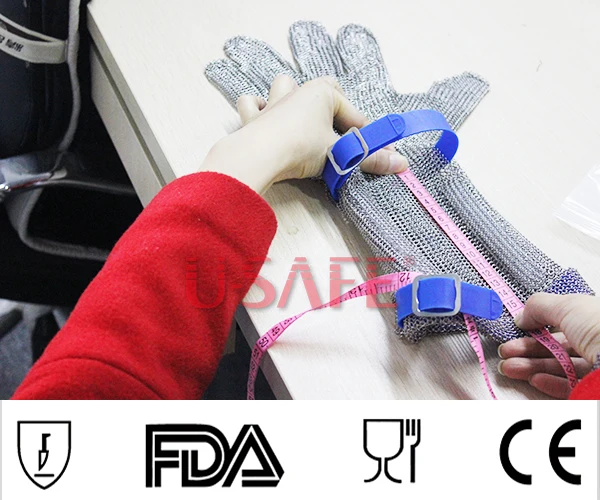  15cm spring chain mail glove stainless steel mesh glove  cutting proof  for meat processing chicken used 