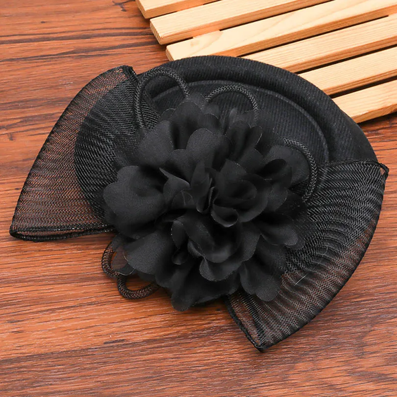Haimeikang Очаровательная заколка для волос повязка на голову шляпа котелок перо вуаль Свадебная вечеринка зажим для волос - Цвет: 1