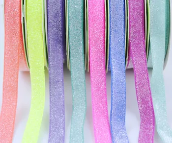 

3/8'' 9mm 20 yards elastic glitter ribbon tapes DIY accessories headband elastic metallic ribbon