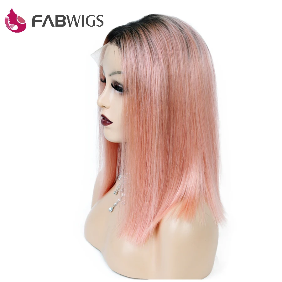 Fabwigs 250% плотность 1B/розовый парик Боб Синтетические волосы на кружеве парики с