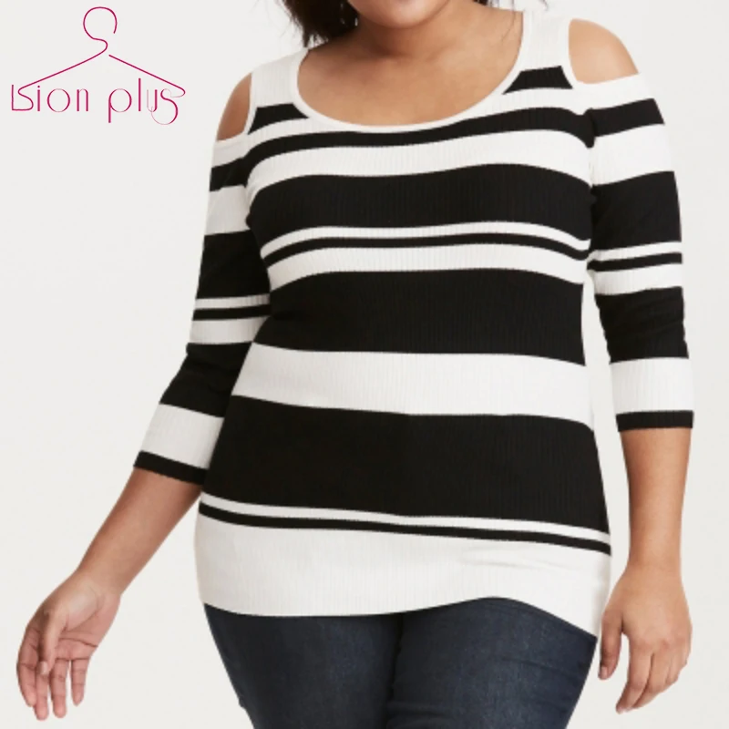 Hit Color Striped Oversized Women Sweaters And Pullovers 2018 Spring Off Shoulder Casual Black White Woman Clothes | Женская одежда