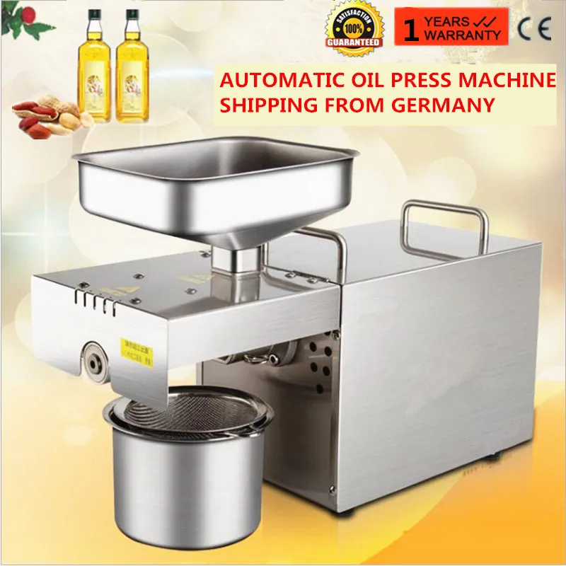 

Stainless Steel Automatic Commercial Coconut Oil Press Machine, Hot/Cold Flaxseed Rapeseed Peanuts Oil Presser Extractor