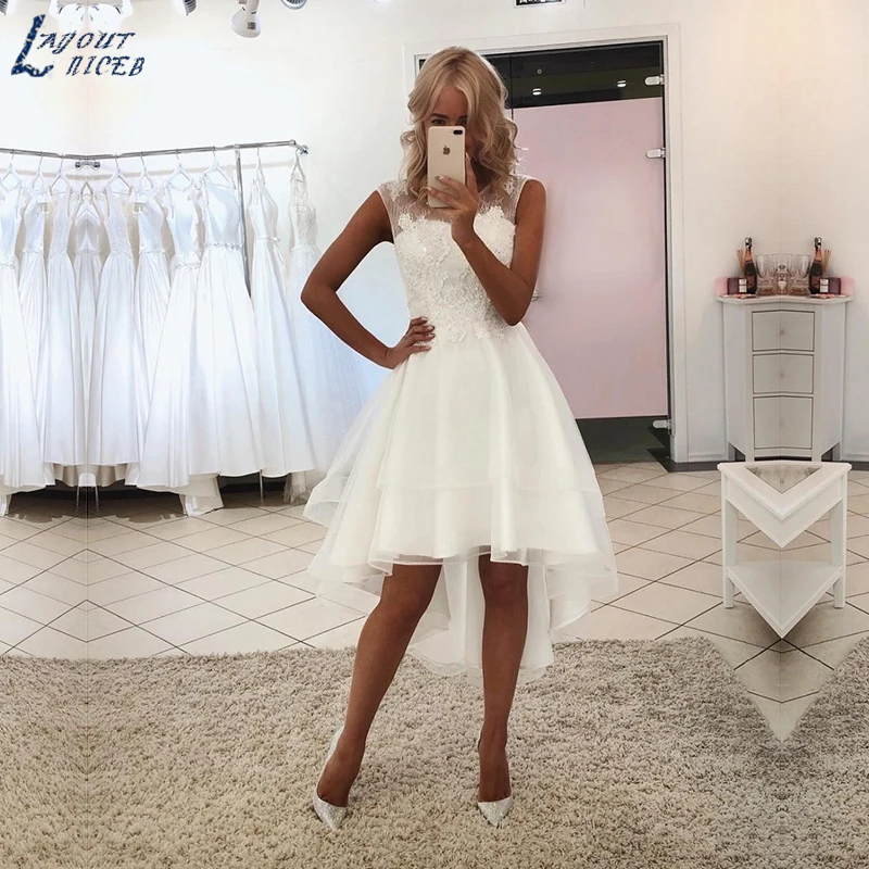 

ZL1055 High Low New Wedding Dress 2019 Organza Beach wedding gowns vestido de noiva robe de mariee vestidos de festa Bride Dress