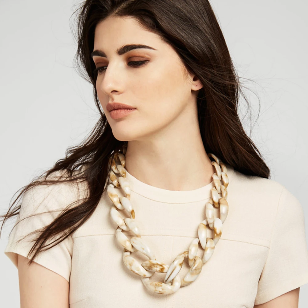 

New Fashion Statement Acrylic Long Chain Necklace Big Chunky Choker Collar Necklace For Women Bijoux Fashion ZA Jewelry 2019