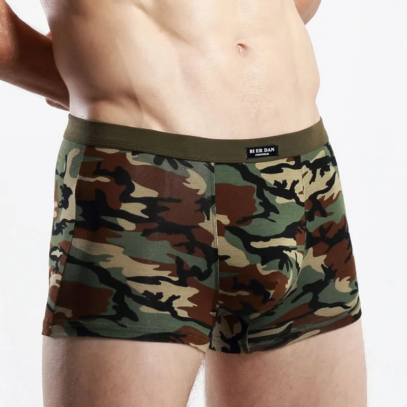 

4pcs/lot Cotton Mens Underwear Boxers camouflage boxer print comfortable and breathable Pattern Cueca boxer homme