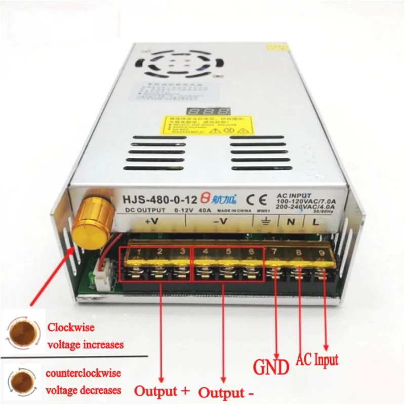 AC-DC преобразователь 110 v 220 v DC/DC 0-24 V 20A 480 W дисплей цифрового вольтметра регулятор регулируемый Питание