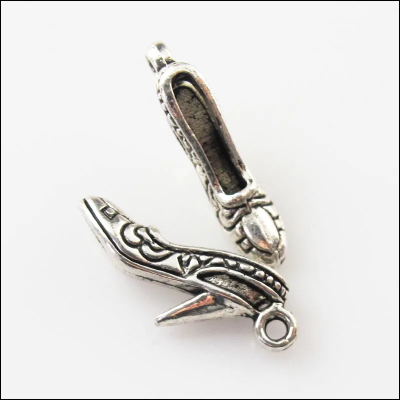 

New 10Pcs Tibetan Silver Tone High-heeled Shoes Charms Pendants 9x21mm