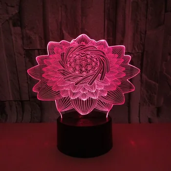 

New Lotus 3d Lamp Creative Touch Illusion Colorful Lotus 3d Led Night Light Novelty 7 color change baby room night lamp
