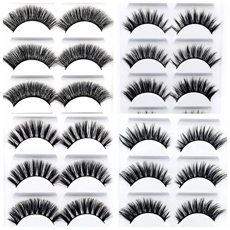 13 Different styles 5 Pair 100 Real 3D Mink Lashes Soft Natural False Eyelashes Makeup Long Eye