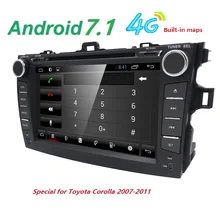 Android 7.1 dvd-плеер автомобиля для Toyota Corolla 2007 2008 2009 2010 2011 в тире 2 DIN 1024*600 dvd-gps-навигация в тире GPS