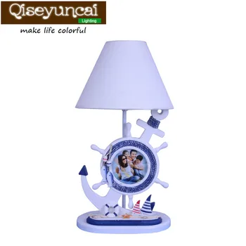 

Qiseyuncai 2018 new Mediterranean eye anchor decorated table lamp creative desk children bedroom bedroom bedside retro lamps