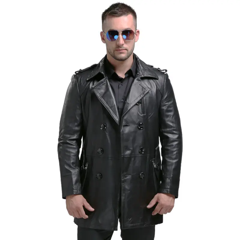 AIBIANOCEL Casual de estilo largo chaqueta de cuero