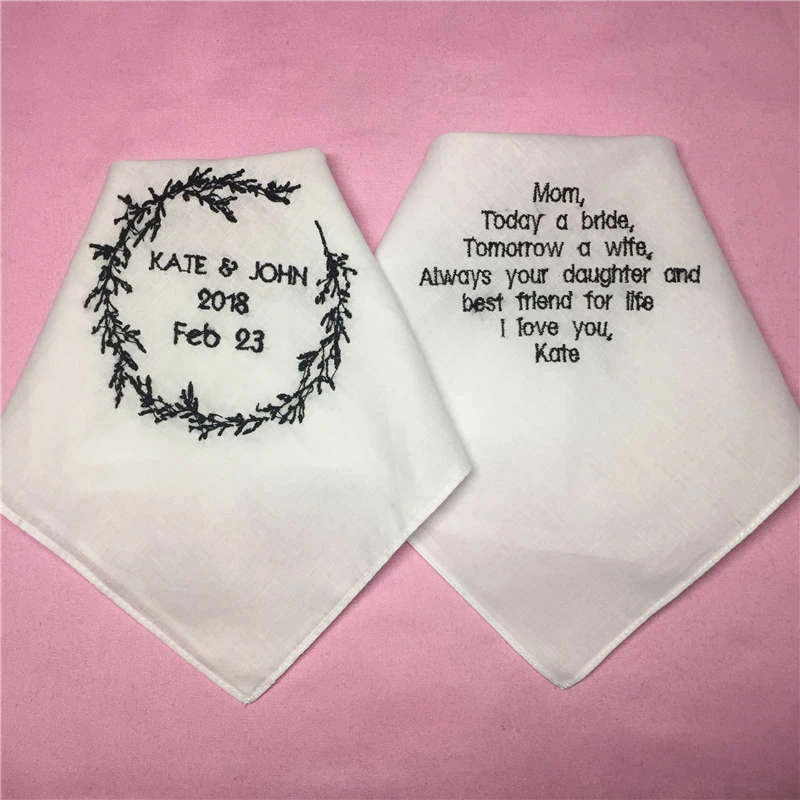 mother of the bride embroidered handkerchief
