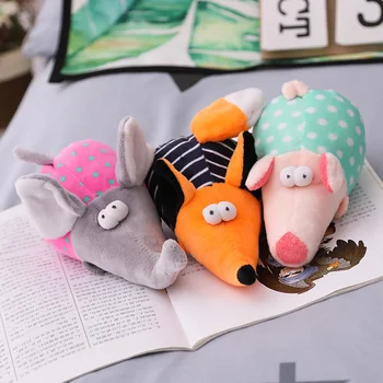 

NEW 1pc Kawaii Plush Toys Dog Toys Pet Toys Stuffed Plush Squeaky Pig Fox Elephant With Rubber Round Ball can make a sound Dol