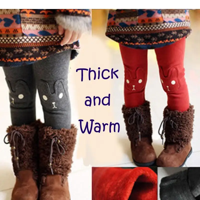 

Cute Rabbit Warm Winter Baby Girls Leggings Grey Red Pants 2018 Autumn Toddlers Girl Thick Cotton Cashmere Legging Kids Clothing