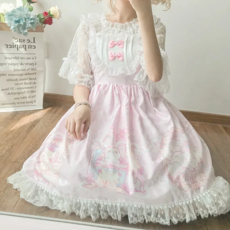 Cosplay&ware Kawaii Clothing Japanese Fashion Lolita Jsk Dress Women Summer Cute Bow Cat Strap Gothic Tea Party Sweet -Zentai shop online HTB1il1zdMaH3KVjSZFjq6AFWpXaY.jpg