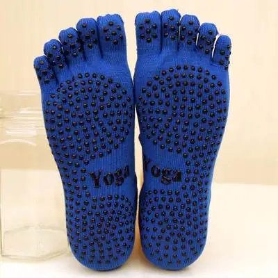 Женские носки для йоги противоскользящие пять пальцев танцевальные носки балетная одежда для фитнеса Пилатес хлопковые Дышащие носки забавные носки - Цвет: Синий