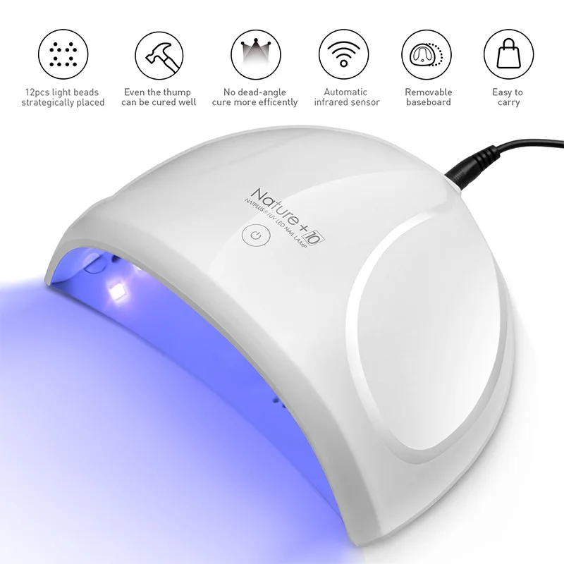 

Lacheer 24W LED UV Lamp Nail Dryer 12LED Nail Light Nails Gels Manicure Machine with Timer Button USB Connector Nail Art Tools