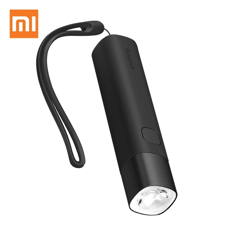 Xiaomi SOLOVE USB Электрический фонарь перезаряжаемый яркий фонарик 3000 мАч Внешний аккумулятор портативный мини светодиодный фонарь для наружного велосипеда