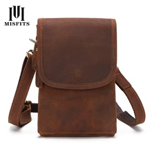 Новые оригинальные кожаные поясные сумки мужские повседневные винтажные поясные сумки высокого качества маленькие тонкие сумки для мобильного телефона Деньги поясная сумка