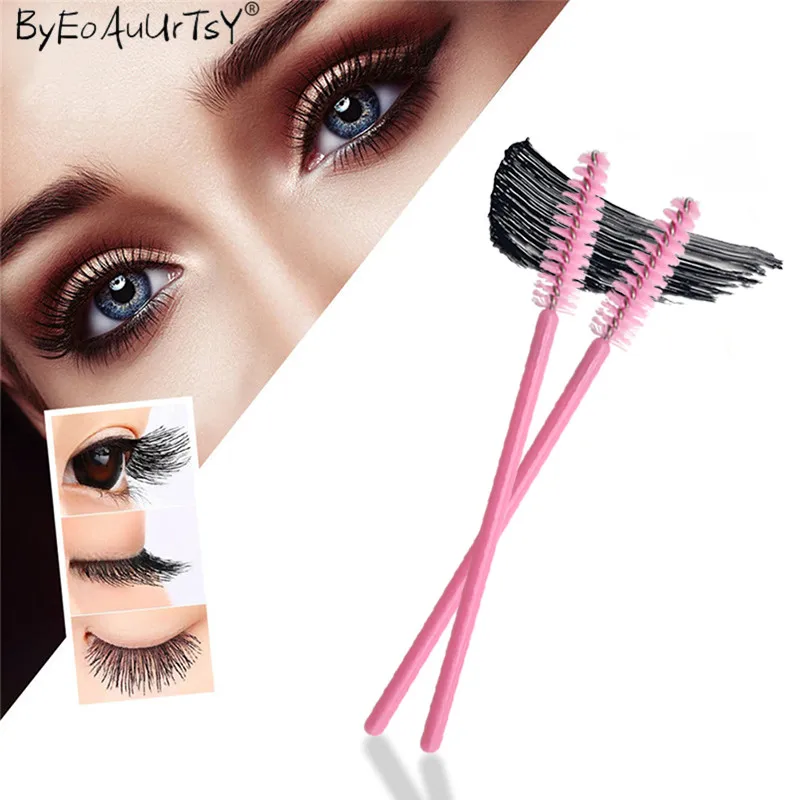 100pcsset Pink Brushes Mascara Wands for Eyelash Extension Disposable Brush Wand Eyebrow Combs Spoolers Makeup Tool (6)
