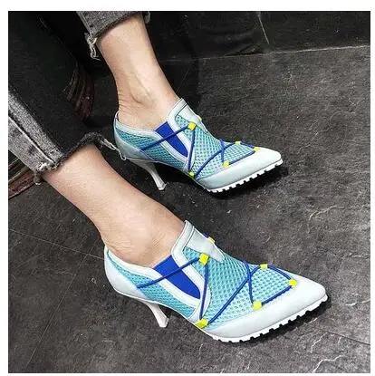Heel 8cm Новое поступление, женские туфли-лодочки с перфорацией, Женская дышащая обувь на шнуровке, на высоком каблуке 5-8 см, с перекрестной шнуровкой, повседневная обувь для девочек - Цвет: Heel 8cm