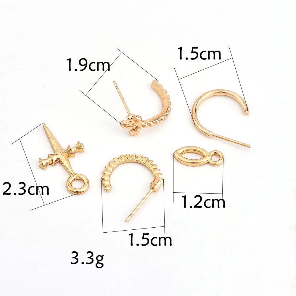 Простой дизайн Золотая заколка серьги-кольца серьги для женщин геометрический сплав Половина Круг Серьги Богемия мода ювелирные изделия A452