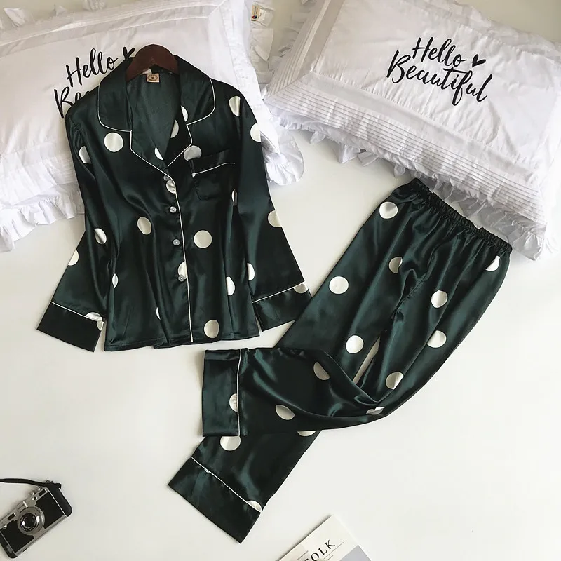 

Lisacmvpnel Autumn Printing Pattern Women Pajamas Rayon Sleepwear Long Section 2 Pcs Pajama Set