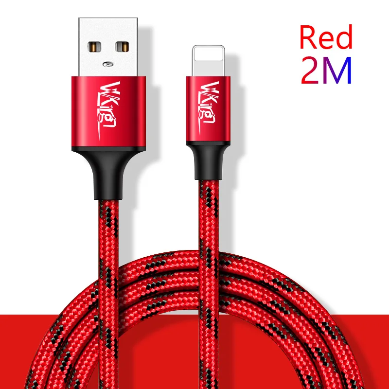 VVKing USB кабель 1,2 A зарядка данных м 2 м 3 м для ipad iPhone XS X 8 7 6 5 5S телефонный кабель металлический нейлоновый плетеный кабель для быстрой зарядки - Тип штекера: Red-2M