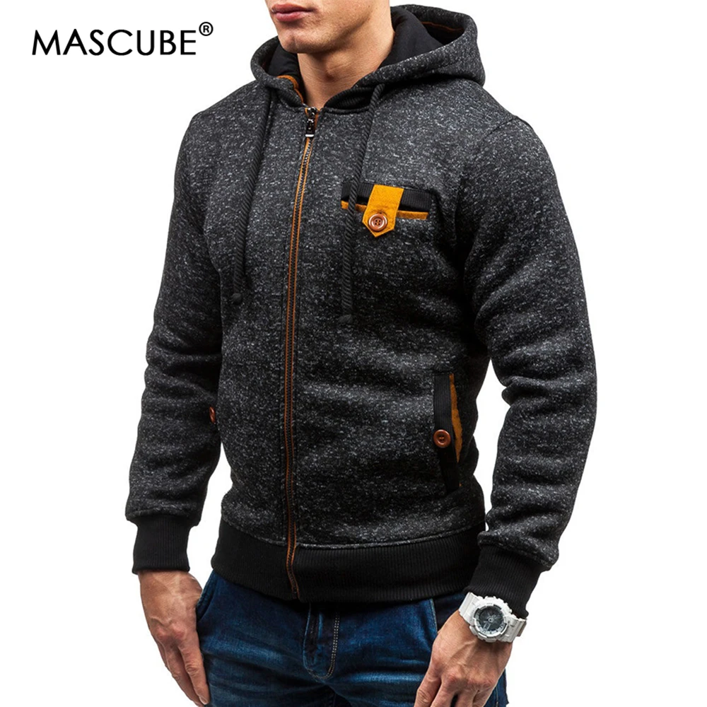 70% OFF MASCUBE 2019 New Brand Men Sets Winter Autumn Sweatshirt Male Fight Color Hooded Zipper Long Sleeve Men Hoodies Outwear M-3XL