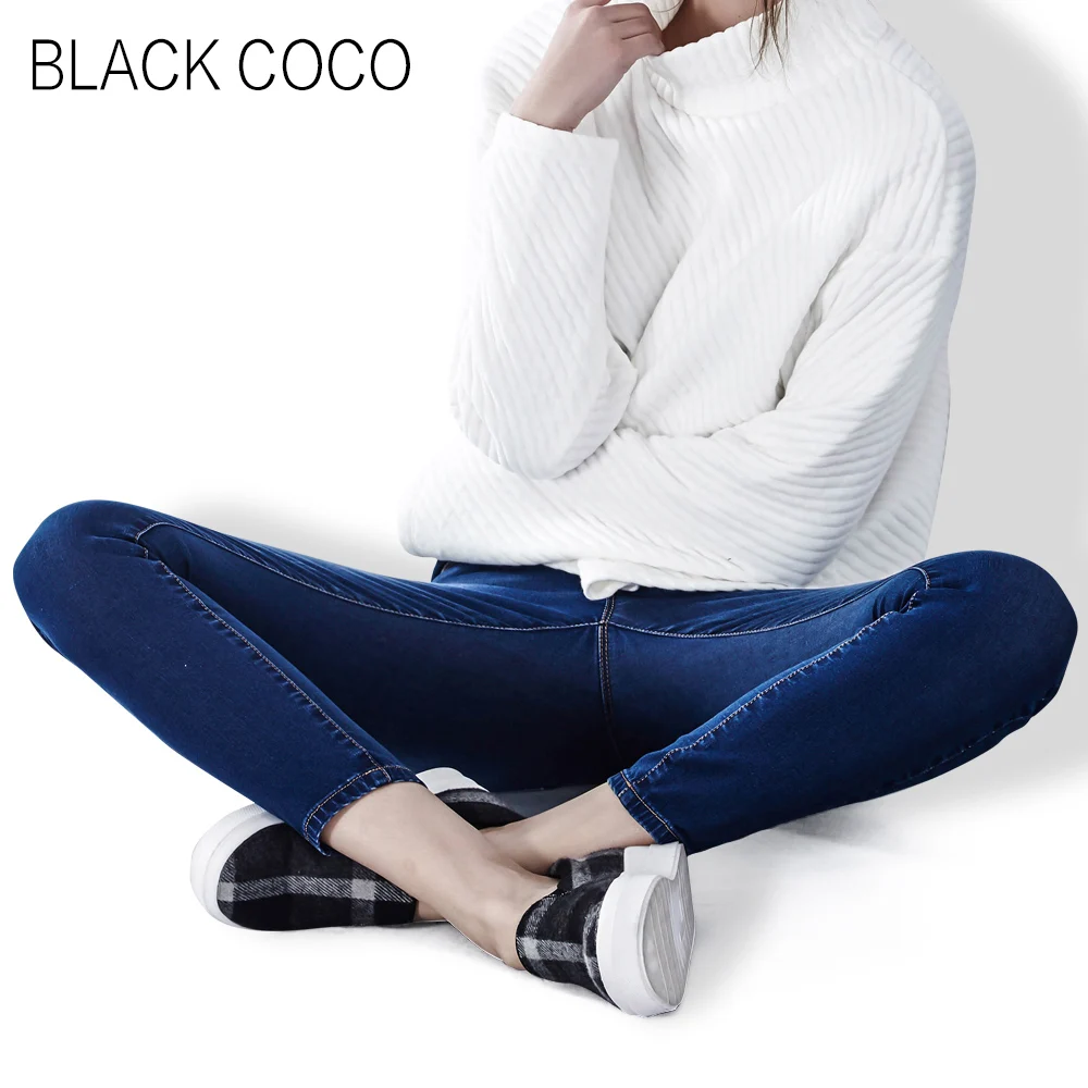 

2016 New Fashion Women Jeans Capris Pants Slim Pencil Skinny Denim High Waist Plus Size Ripped Blue Vintage Zipper 001b055