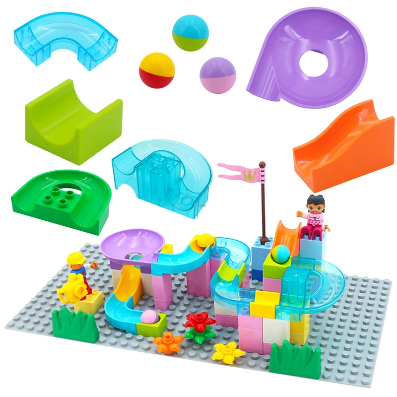 

Large Particle Diy Building Block Marble Race Run Maze Ball Track Accessories Compatible with Legoingly Duploed Toy for Children