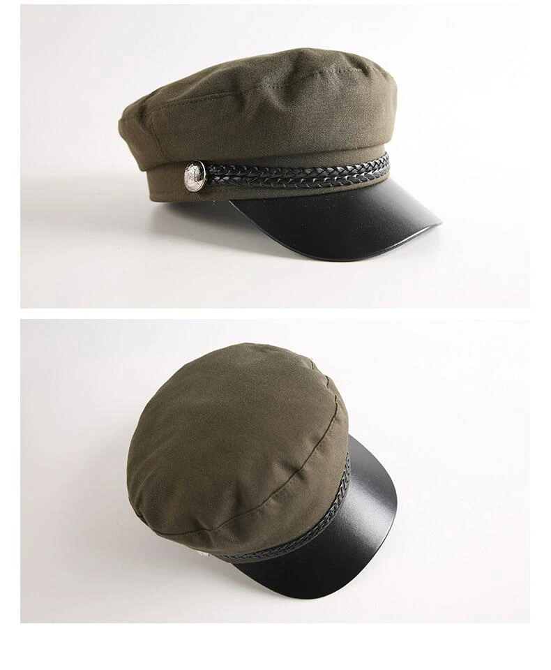 Осенне-зимняя женская шляпа в стиле милитари из искусственной кожи, Мужская бейсболка, Женская Берет, Мужская кепка, восьмиугольная кепка