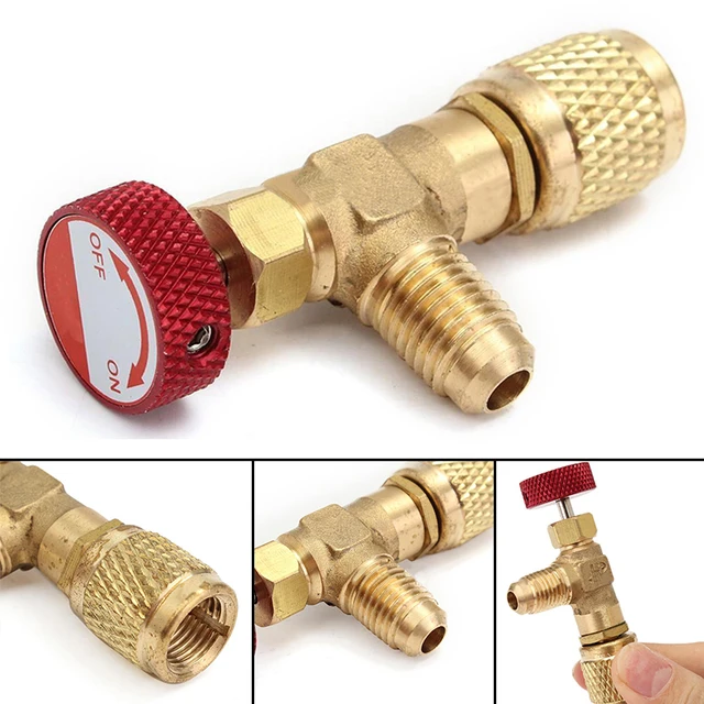 1pc R410A Refrigerant Charging Valve 1/4'' 5/16'' Copper Flow Control Valves For Charging Hose