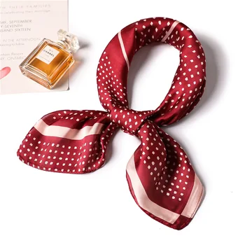 

Women Silk Square Scarf 2020 Fashion Dot Print Office Neck Scarves for Ladies Foulard Hair Band Accessories 70*70 Cm