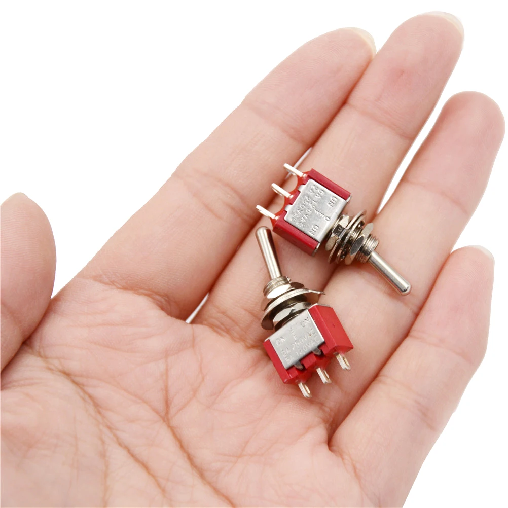 

2pcs/lot Red 3 Pin ON-OFF-ON 3 Position SPDT Mini Toggle Switch 2A 250VAC / 5A 120VAC Low Price