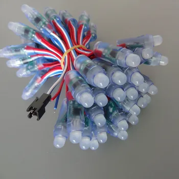 

DC5V 12mm through hole WS2811 led smart pixel node,with color wire(20AWG),IP68 rated;addressable;50pcs per strand