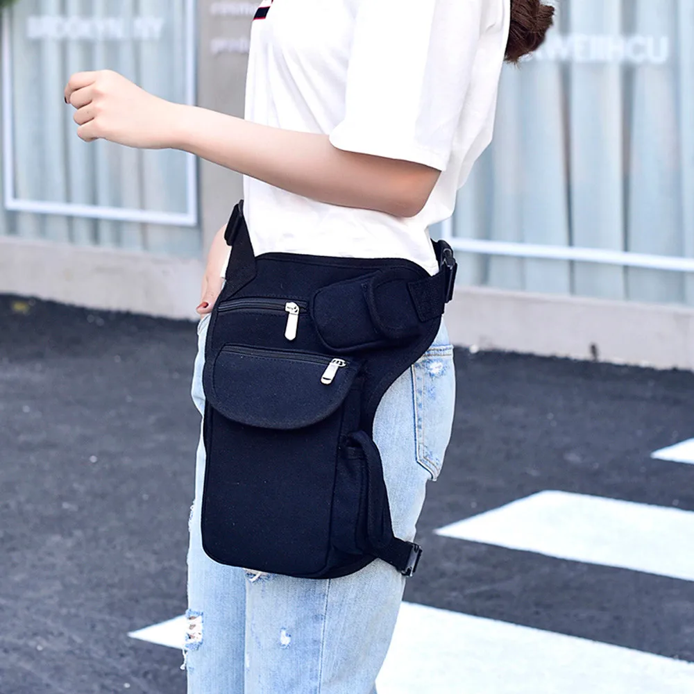 

New Arrival Waist Chest Bag Men Cool Riding Pure Color Canvas Leg Pack High Quality Messenger Chest Bag marsupio uomo banane T