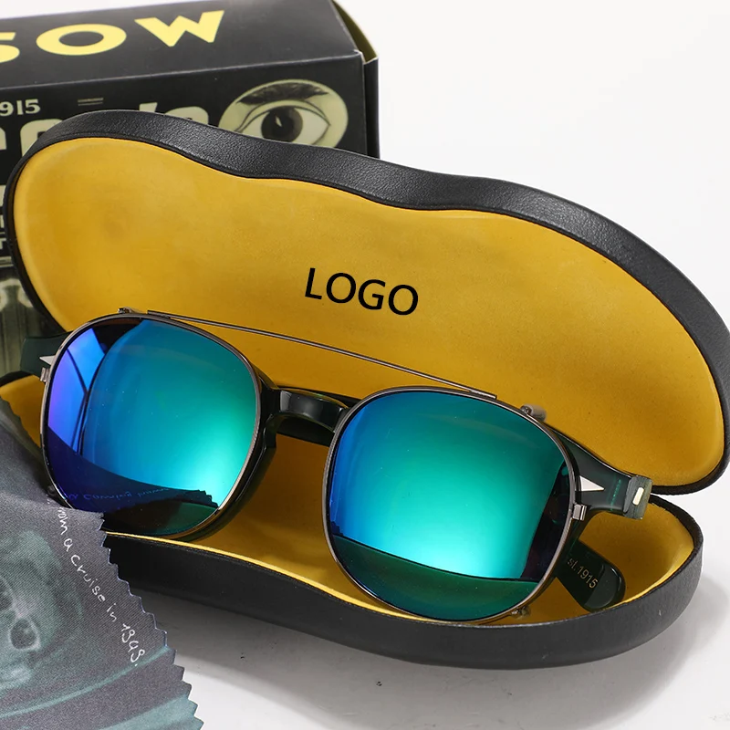 

Johnny Depp Glasses Clip On Sunglasses Polarized Lens Men Green Acetate Optical Glasses Frame Women Brand Design Top quality 082