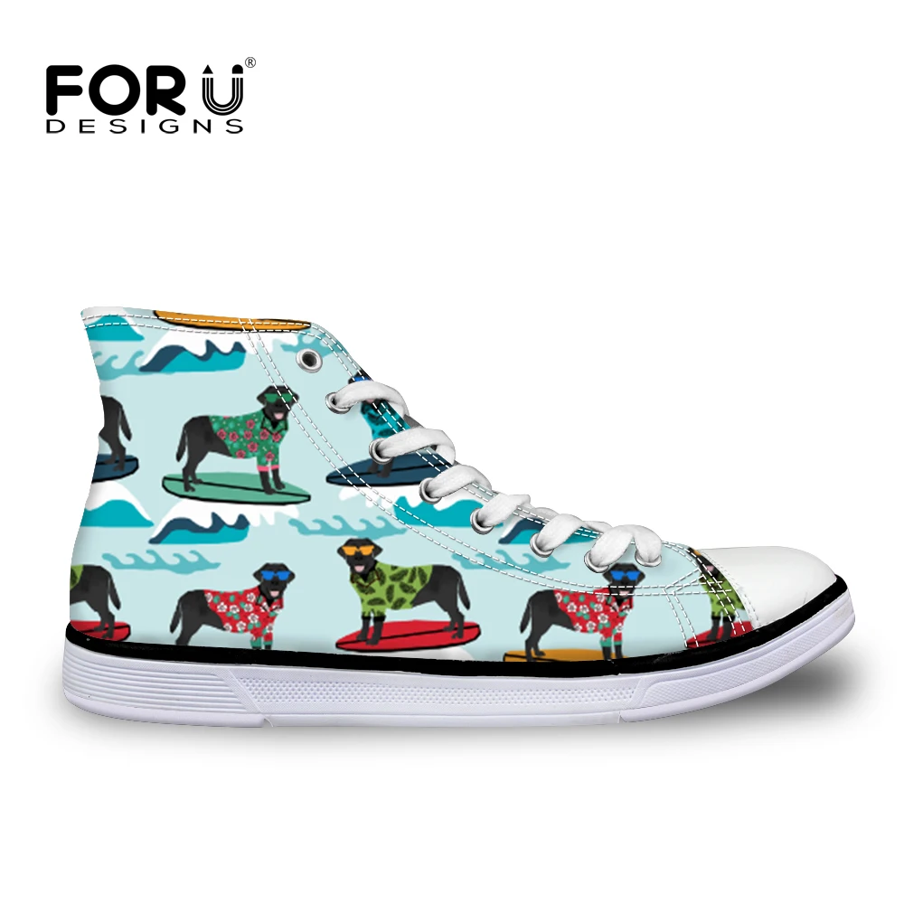 FORUDESIGNS Children Shoes for Girls Boys Sneakers Cute Black Labrador Printing Running Shoes Sneakers for Children Canvas Shoes