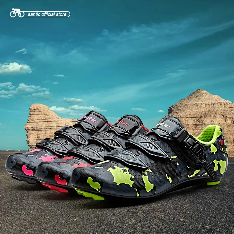 SANTIC, обувь для велоспорта, дышащая, углеродное волокно, для велоспорта, Атлетическая, гоночная, командная, велосипедная обувь, Sapatilha Zapatillas Ciclismo