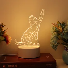 warmwhite color 3d liner cat led lamp kids night light baby children Night Light drop free shipping usb charging ww LAMP gifts