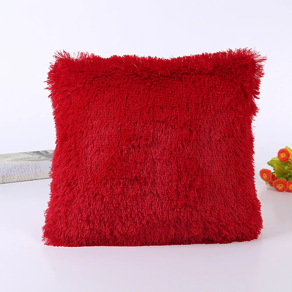 Новая красная Подушка, твердая мягкая плюшевая подушка из искусственного меха для дивана, поясная подушка, чехол для дивана, автомобиля, стула, отеля, дома N0823 - Цвет: J