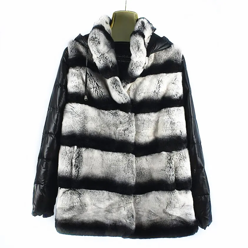 

2018ladies real rabbit fur coat sleeves detachable three-in-one variable vest coat warm fashion casual winter European style