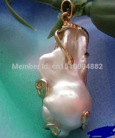 

FREE SHUPPING>>>@@> N384 baroque white keshi reborn pearl pendant (free chain)