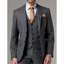 Gary Business Formal Men Suits 2018 Notched Lapel Three Piece Jacket Pants Vest Straight Style Groom Tuxedos for Wedding