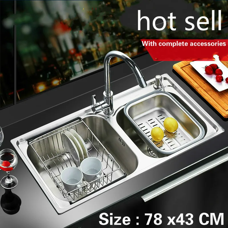 Free Shipping Food Grade 304 Stainless Steel Hot Sell Kitchen Sink 0.8
