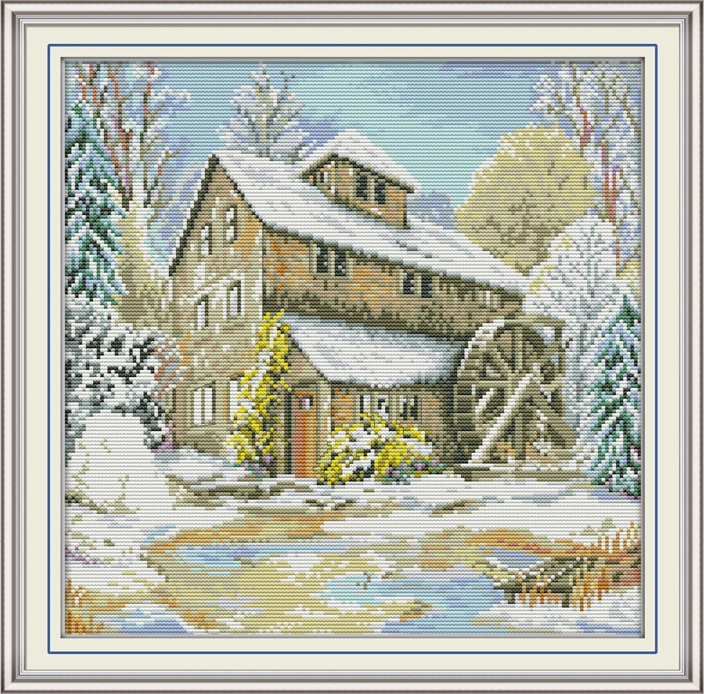 

Waterwheel cabin 2 cross stitch kit aida 14ct 11ct count print canvas cross stitches needlework embroidery DIY handmade