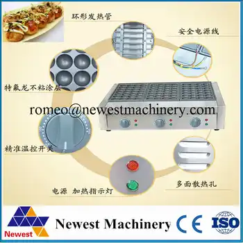 6kw takoyaki grill making machine,fish ball maker machine model FY-3 with free shipping,3.8 hole diameter takoyaki maker machine