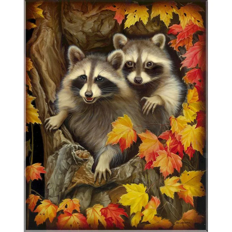 

New Arrival Embroidery Cross Two Bears In the Maple Tree Diy Diamond Painting Full Mosaic Picture Pattern Painting BK-2846